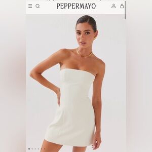 Peppermayo Strapless Cream Mini Dress